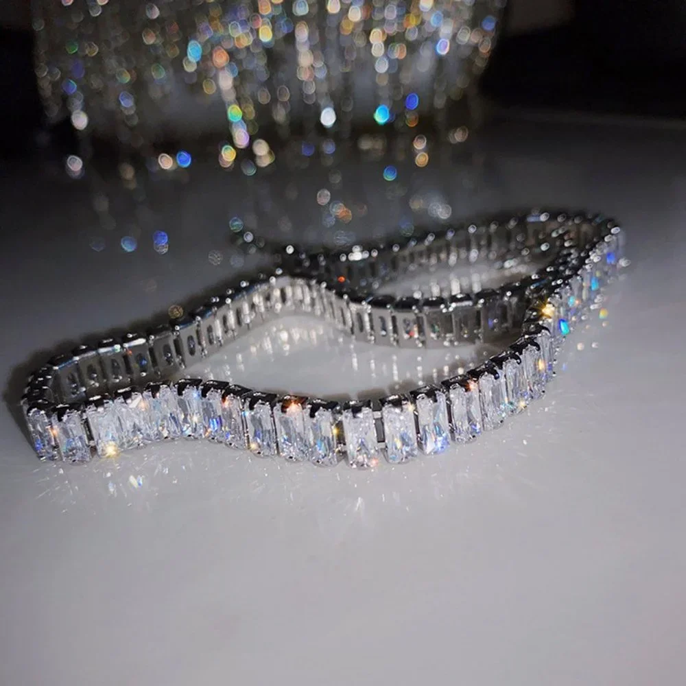 COPY - NEW 18K White Gold Baguette Square Diamond Necklace - Picture 9 of 9